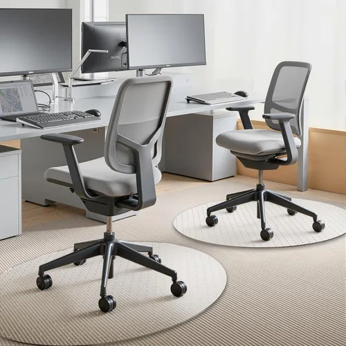 Vista 2 de Tapete de PVC para alfombra, protector de suelo de escritorio de computadora, almohadilla para silla rodante, 36 x 36 pulgadas, paquete de 2