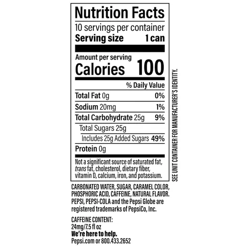 Vista 2 de Pepsi Mini latas de soda de azúcar real, mini latas de 7.5 onzas, (paquete de 10) (el embalaje puede variar)