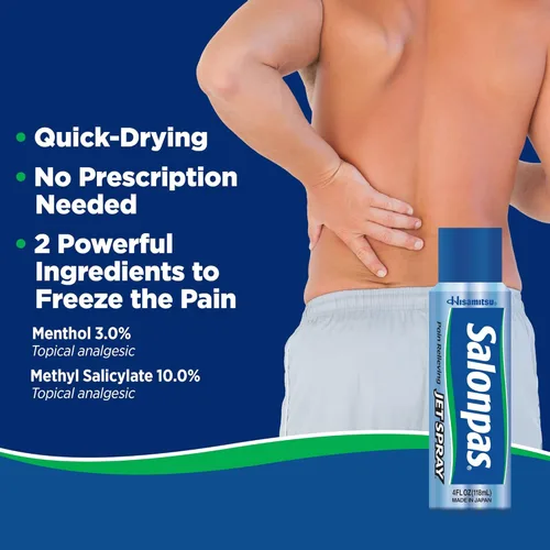 Vista 2 de Salonpas Spray de chorro para aliviar el dolor - 4 oz (paquete de 2)