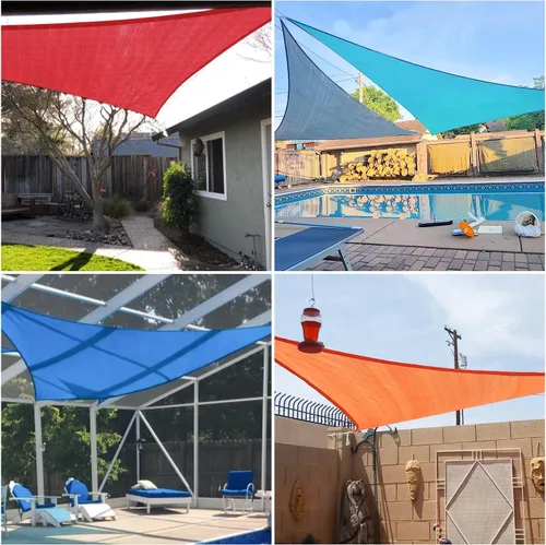 Vista 2 de E&K Sunrise - Toldo parasol triangular de 20 x 20 x 20 pies, bloqueo UV, para patio, jardín, al aire libre (azul)
