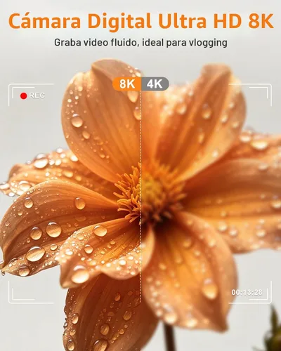 Vista 2 de Cámara digital 8K para fotografía Cámara de pantalla dual WiFi de 96MP para Blanco