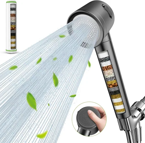 Vista 9 de Ion Drops Filtered Shower Head with Handheld, High Pressure Shower Heads with 3 Spray, Showerhead with Filters Hand held for Hard Water, Remove
