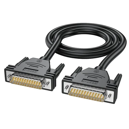 Cable DB25 macho a macho de 6 pies, cables de cobre estañado de 26 awg, doble blindado con lámina y trenza de metal, cable serie D-SUB 25 PIN RS232