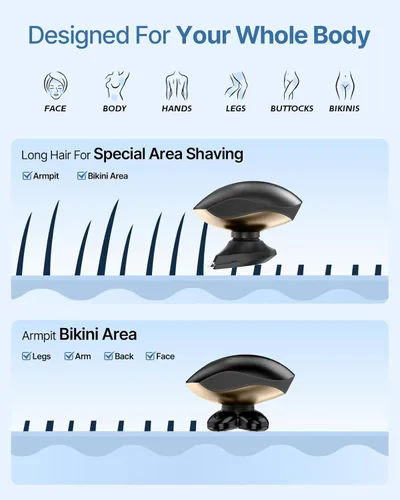 Vista 4 de Maquinillas de afeitar eléctricas para mujer, afeitadora corporal recargable 5 en 1, removedor de vello húmedo y seco impermeable, recortadora