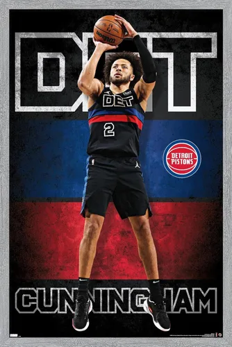 Vista 14 de NBA Detroit Pistons - Cade Cunningham 23 Wall Poster, 34L" x 22.4W", Gold Framed Version Versión con marco dorado
