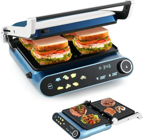 Giantex Panini Press Sandwichera, parrilla eléctrica para interiores con 2 placas antiadherentes extraíbles y aptas para lavavajillas, bandeja de