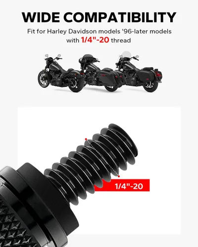 Vista 7 de Amazicha Cubierta de perilla de montaje de tornillo de aluminio negro compatible con Harley Davidson 1996-2024