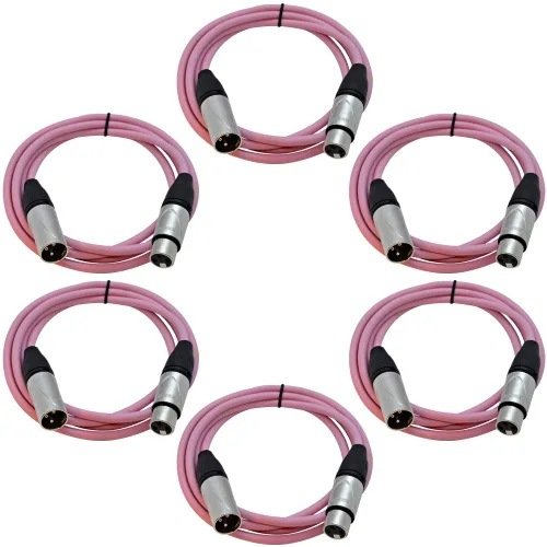 Vista 63 de Seismic Audio SAXLX-2Brown-Paquete de 6 cables de conexión XLR de 2 pies marrones - Cables de micrófono - Cables XLR macho a hembra - 2 pies