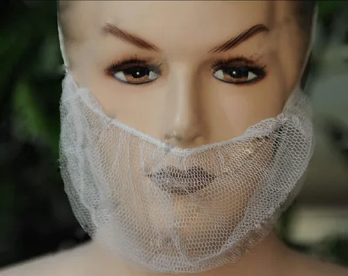 Vista 3 de 100 piezas desechables de nylon panal real barba protector redes, látex libre (blanco)