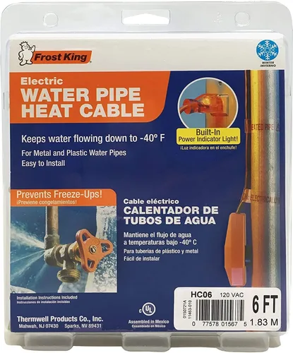 Vista 3 de Cable eléctrico calentador de tuberías Frost King HC3A, 3 pies, 120 V x 7 W, funcionamiento automático, HC6A