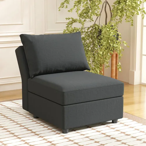 Ainfox Sofá modular modular y sofás para sala de estar, módulo de sofá gris oscuro sin brazos de 27 pulgadas con almacenamiento, sofá para sala de
