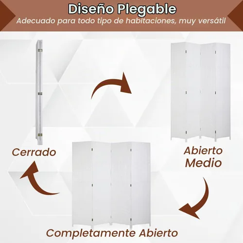 Vista 3 de Dopinmin - Divisor de pared blanco de 6 pies, 4 paneles