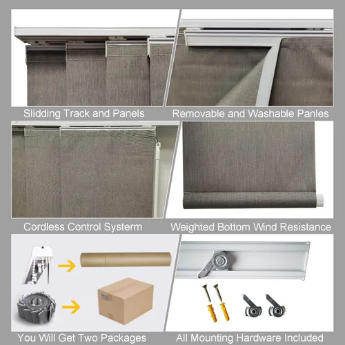 Vista 3 de LETAU Paneles deslizantes, persianas verticales 100% opacas hechas a pedido para puertas correderas, ventanas grandes, espacios abiertos