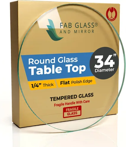 Vista 74 de Fab Glass - Mesa redonda de cristal de 48 in, grosor de 3/4 in, cristal pulido plano templado, Vidrio, Transparente