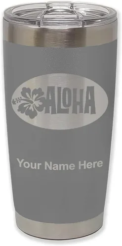 Vista 33 de LaserGram Taza aislada al vacío de 20 onzas, Aloha, grabado personalizado incluido (negro) Engraved Gift, Vacuum Insulated Stainless Steel, Laser