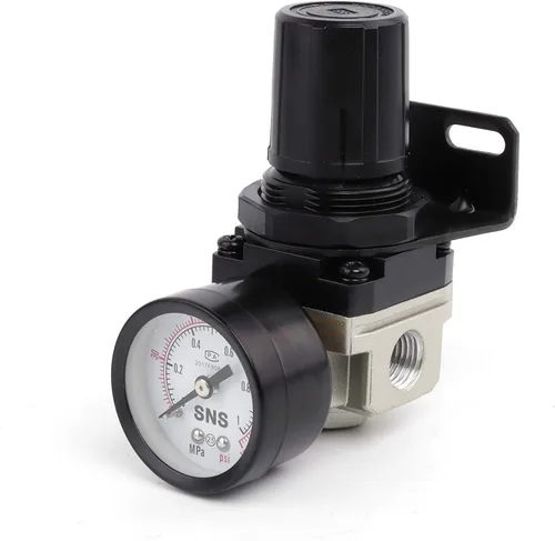 Vista 12 de SNS AR3000-N03 Regulador de presión de aire con rosca hembra 3/8 NPT 0-150 PSI ajustable, con soporte y calibre