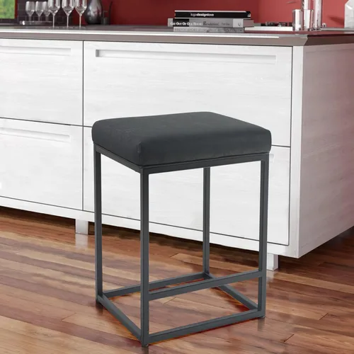 Vista 37 de Juego de 2 taburetes de bar negros para encimera de cocina, taburetes de bar modernos sin espalda de 24 pulgadas, taburetes de bar industriales