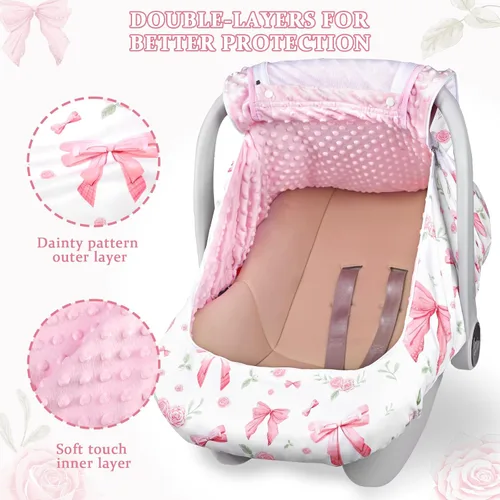 Vista 2 de Funda de asiento de automóvil para bebé y niña, con doble cremallera, con malla transpirable, toldo de protección universal y cálida, ajuste cómodo