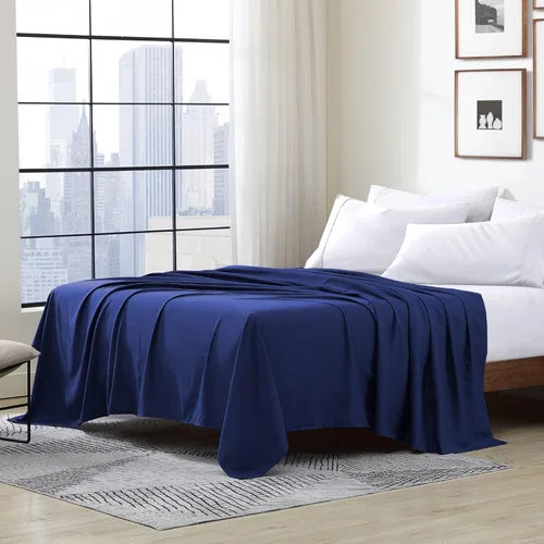 Vista 12 de Cathay - Sábanas planas de seda individuales de suave poliéster de lujo, Agua (Aqua), talla Queen
