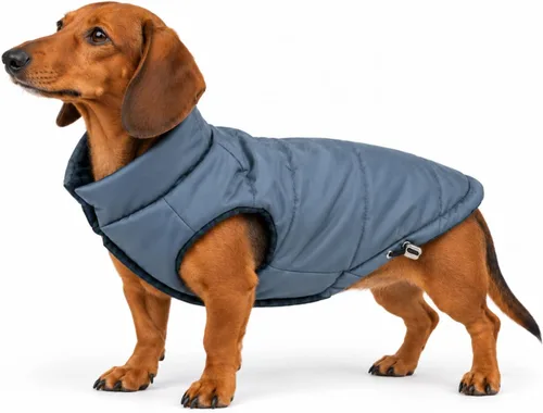 Vista 17 de Abrigo de invierno reversible para perros con acolchado – Chaqueta de invierno cálida para perros y abrigo aislante repelente al agua con orificio
