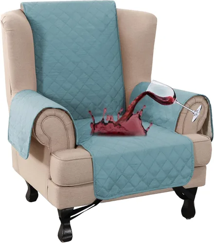 Vista 32 de Turquoize Funda 100 % impermeable para sillón de ala, protector de sofá, triple antideslizante, protector de muebles para mascotas, niños, perros