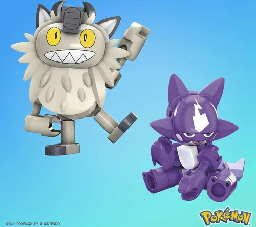 Vista 5 de MEGA Pokémon Figuras de acción de juguete de construcción coleccionable Toxel vs. Meowth Galarian Meowth con gran bola