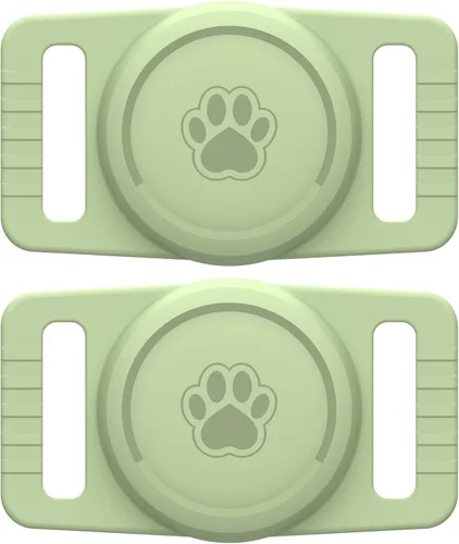 GOCII Soporte para collar de perro para Airtag 2 unidades, soporte impermeable para Apple AirTag, funda de silicona para collares de perro