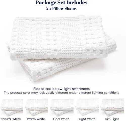 Vista 145 de PHF - Fundas de almohada 100% algodón con tejido gofre europeo, 26 x 26 pulgadas, 2 unidades para decoración elegante del hogar, para cama, sin