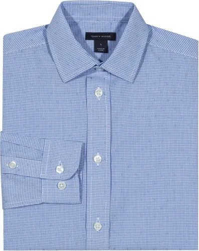 Vista 2 de Tommy Hilfiger Camisa de vestir de manga larga para niños, cuello con botones y mangas de puño, guinga
