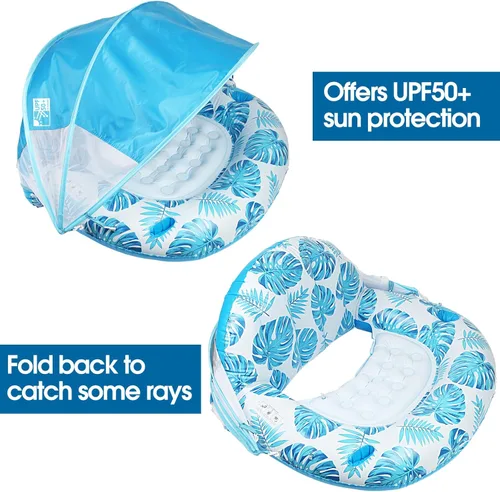 Vista 6 de COOLCOOLDEE New Upgraded Pool Chair Float with Shade,XL Pool Floats for Adults Heavy Duty,Inflatable Pool Chair Lounge Float with Cup Holder &