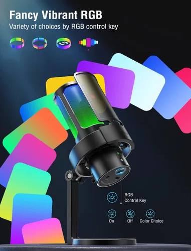 Vista 9 de FIFINE Micrófono USB para juegos, micrófono para PC con 4 patrones polares para podcast, grabación en streaming, YouTube, micrófono de escritorio