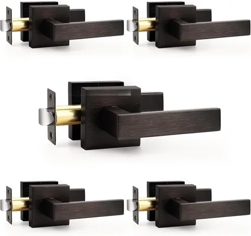 Vista 17 de Probrico Palanca de Paso Interior Negro Mate, Manija de Puerta de Pasillo y Armario sin Llave de Servicio Pesado, Herrajes de Interior Resistentes