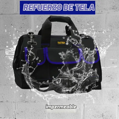 Vista 6 de FASTECH Bolsa de herramientas de 18 pulgadas, kit de herramientas de boca ancha impermeable, organizador de bolsa de herramientas resistente