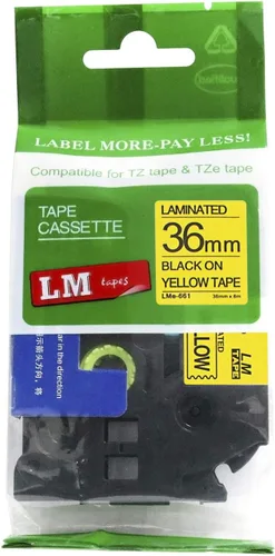 Vista 8 de 2/Pack LMe561 Premium 1.5" Black Print on Blue Label Tape, Compatible with Brother TZe-561 P-Touch Tape 36mm Laminated Replacement Label Tape.