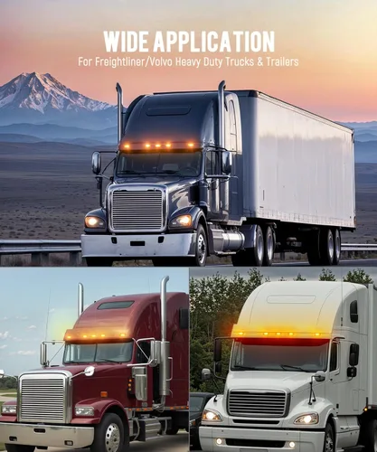 Vista 8 de Partsam 5 luces rectangulares ámbar 6 LED parte superior transparente para Freightliner Volvo