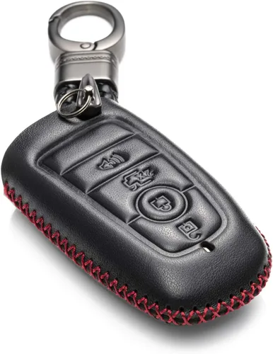 Vista 9 de Vitodeco Funda protectora de cuero para llavero inteligente compatible con Ford (modelos 2018 - 2026), 4 botones, color negro