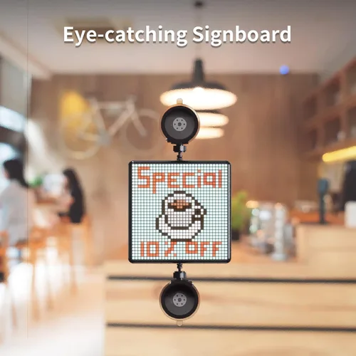 Vista 9 de Divoom Pixoo-64+Pixoo-Max, marco digital WiFi Pixel Cloud con control de aplicación, marco de pantalla LED de 64 x 64 pulgadas para decoración