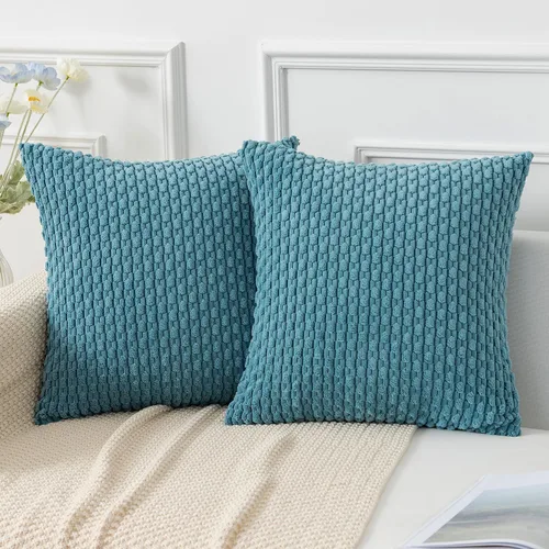 Vista 71 de Kevin Textile - Juego de 2 fundas de almohada decorativas de pana suave, estilo bohemio, a rayas, decoración del hogar para sofá, cama, sofá y sala