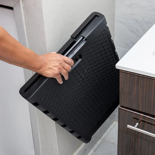 Vista 7 de Mind Reader Cesta plegable para ropa sucia de 61 litros, cesta de ropa, tapa, diseño de mimbre, plástico, 18 pulgadas de largo x 14.5 pulgadas