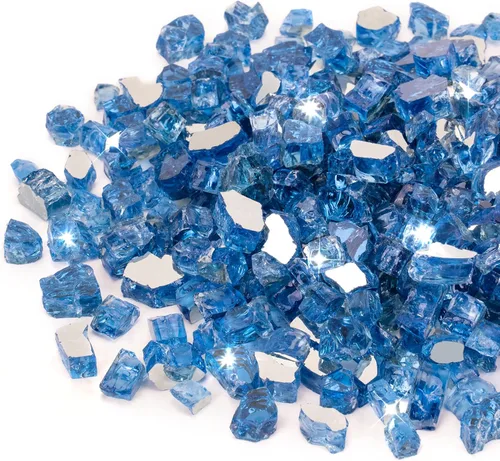 Stanbroil - Vidrio de fuego de 10 libras – Cristal de fuego templado reflectante de 1/2 pulgada para chimenea de hoguera, azul Pacífico reflectante