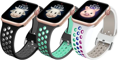 Vista 10 de Compatible con correa de Apple Watch para niños, correa de silicona impermeable para niños y niñas, compatible con Apple Watch Series