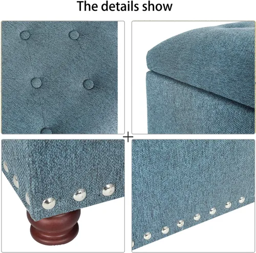 Vista 70 de Joveco Banco otomano de almacenamiento rectangular de tela, reposapiés, 24 pulgadas, moderno, copetudo, para dormitorio, asiento para entrada