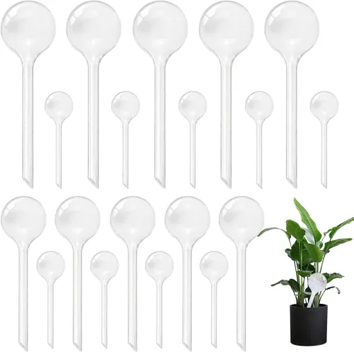 Vista 11 de 10 globos transparentes de riego de plantas, bombillas de plástico de riego automático, dispositivo de riego automático de flores, bebedero