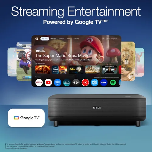 Vista 5 de Epson Lifestudio Grand Proyector láser de tiro ultra corto 4K PRO-UHD, sonido de Bose Technology y aplicación descargable, Google TV integrado