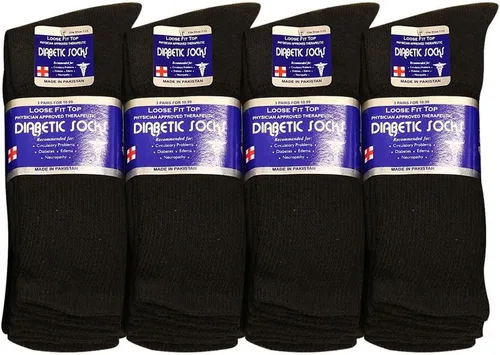 Falari Calcetines para diabéticos aprobados por médicos para hombres y mujeres sin compresión con parte superior holgada tipo crew ancho