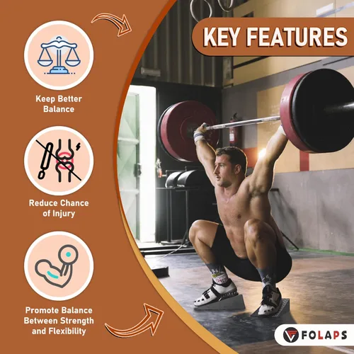 Vista 4 de Bloque de Cuña de Sentadillas Folaps para Elevación del Talón, Pesos de Sentadillas, Estirador de Pantorrillas, Tabla Inclinada para Equilibrio