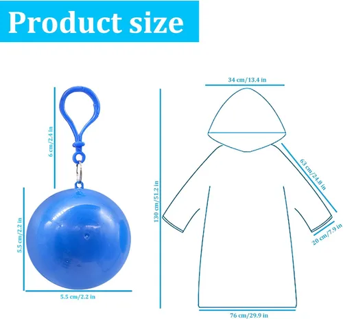Vista 2 de Paquete de 4 impermeables portátiles, impermeables desechables de emergencia para niños, poncho de lluvia impermeable para viajes, campamento