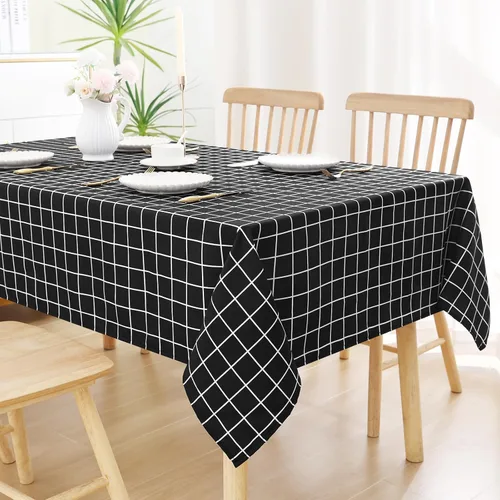 Vista 10 de misaya 6 Pack Rectangle Waterproof Fabric Table Cloth, Plaid Stain Resistant Polyester Tablecloth, Washable Cloth Table Cover for Dining Room