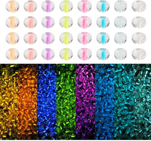 1760 cuentas de cristal brillante 8/0 Rondelle de 0.118 pulgadas que brillan en la oscuridad, cuentas espaciadoras redondas de cristal para