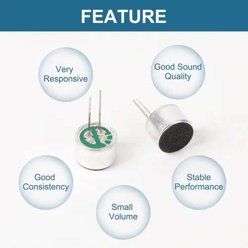 Vista 3 de uxcell 8 unids cilíndrico electret condensador micrófono Pickup 85dB a través del agujero mini electret condensador micrófono con 2 pines